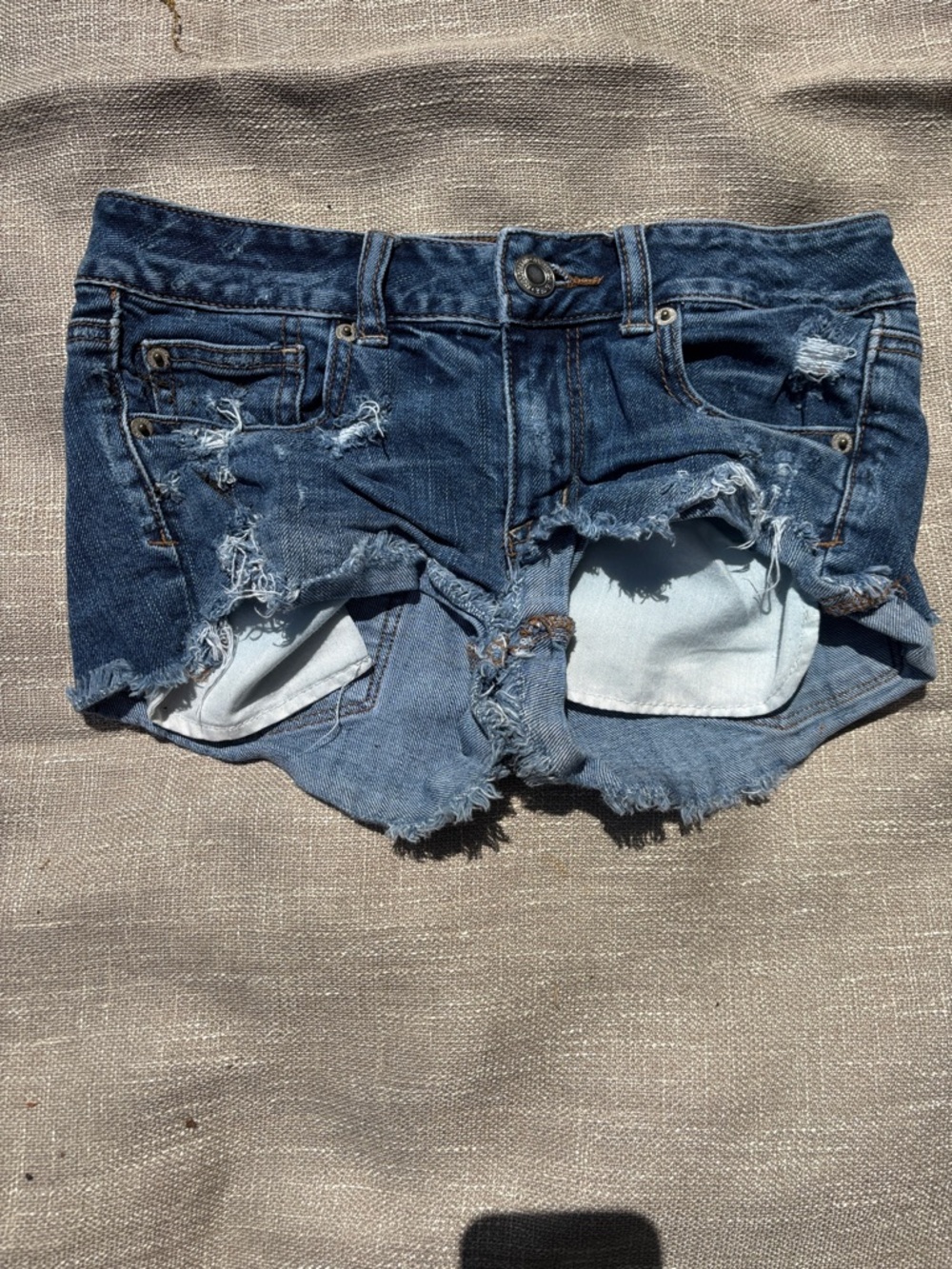 American Eagle Outfitters Distressed Denim Shorts - Blue